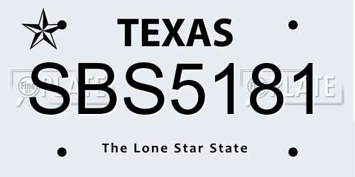 SBS5181 Texas License Plate
