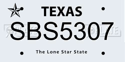 SBS5307 Texas License Plate