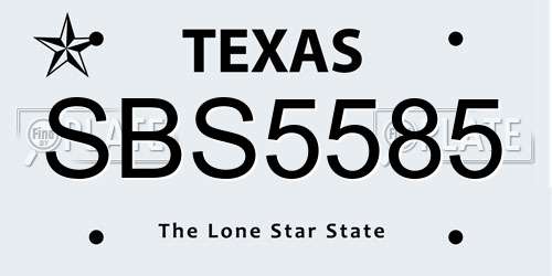 SBS5585 Texas License Plate