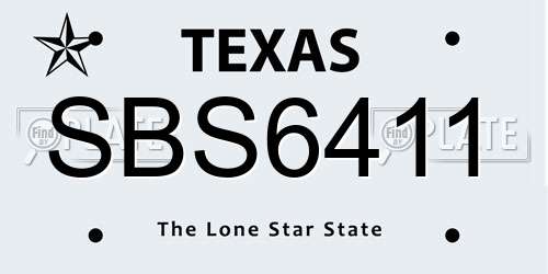 SBS6411 Texas License Plate