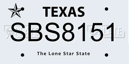 SBS8151 Texas License Plate