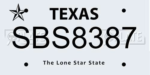 SBS8387 Texas License Plate