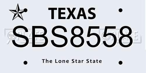 SBS8558 Texas License Plate