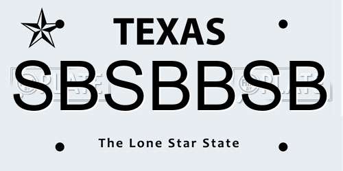 SBSBBSB Texas License Plate