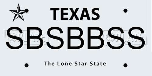 SBSBBSS Texas License Plate