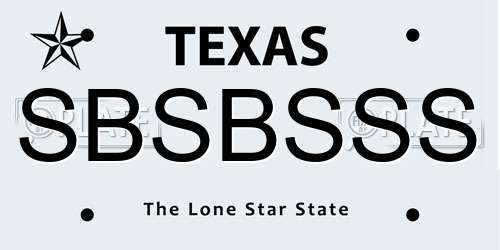 SBSBSSS Texas License Plate