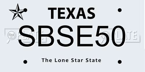 SBSE50 Texas License Plate