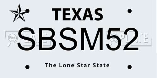 SBSM52 Texas License Plate