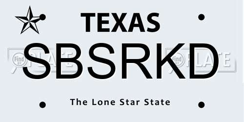 SBSRKD Texas License Plate
