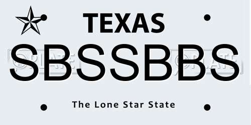 SBSSBBS Texas License Plate