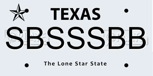 SBSSSBB Texas License Plate