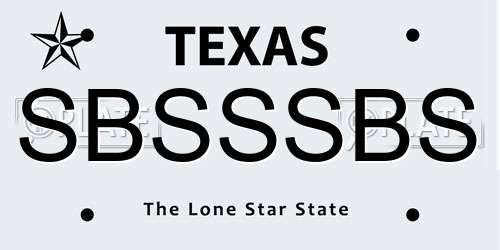 SBSSSBS Texas License Plate