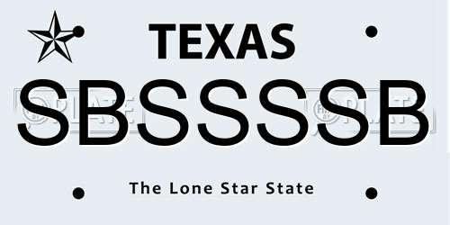 SBSSSSB Texas License Plate