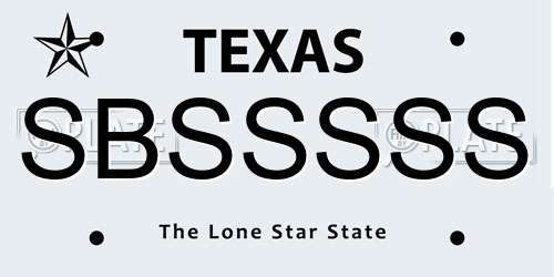 SBSSSSS Texas License Plate