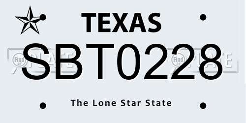 SBT0228 Texas License Plate