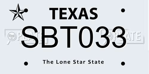 SBT033 Texas License Plate