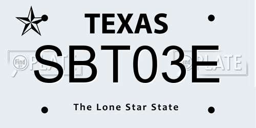 SBT03E Texas License Plate