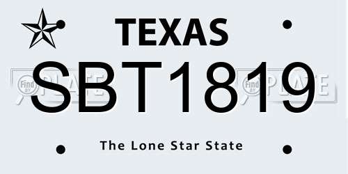 SBT1819 Texas License Plate