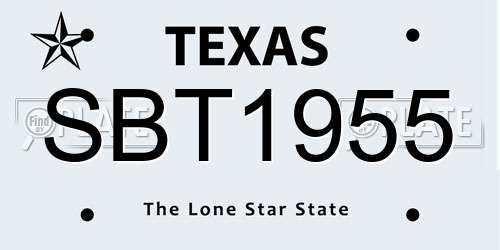 SBT1955 Texas License Plate