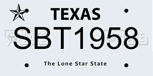 SBT1958 Texas License Plate