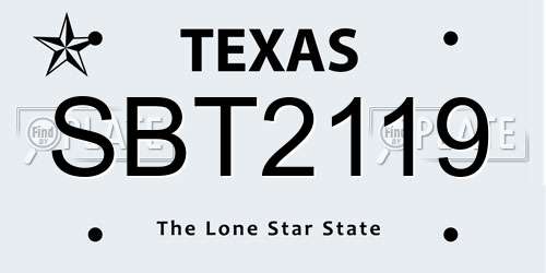 SBT2119 Texas License Plate