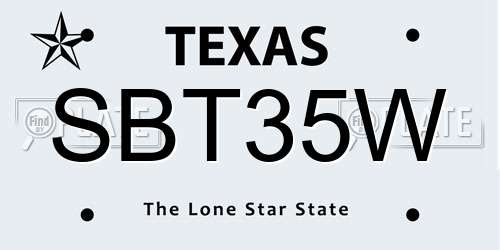 SBT35W Texas License Plate