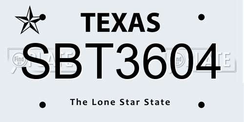 SBT3604 Texas License Plate