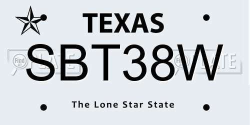 SBT38W Texas License Plate