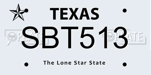 SBT513 Texas License Plate