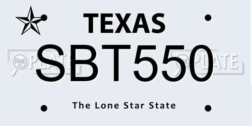 SBT550 Texas License Plate