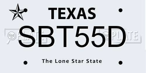 SBT55D Texas License Plate