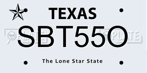 SBT55O Texas License Plate