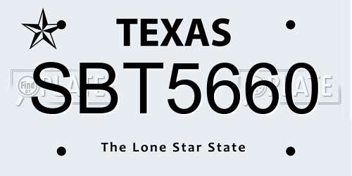 SBT5660 Texas License Plate