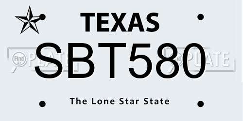 SBT580 Texas License Plate