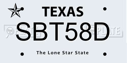 SBT58D Texas License Plate