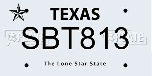 SBT813 Texas License Plate
