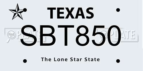 SBT850 Texas License Plate