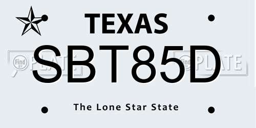 SBT85D Texas License Plate