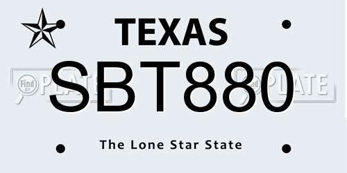 SBT880 Texas License Plate
