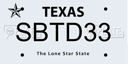 SBTD33 Texas License Plate