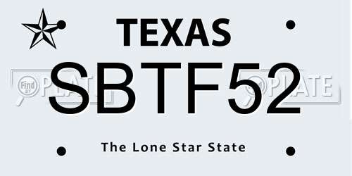 SBTF52 Texas License Plate