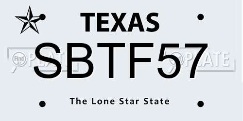 SBTF57 Texas License Plate