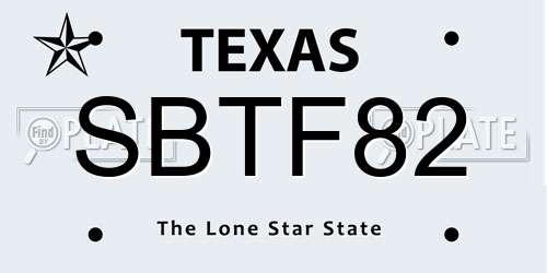 SBTF82 Texas License Plate