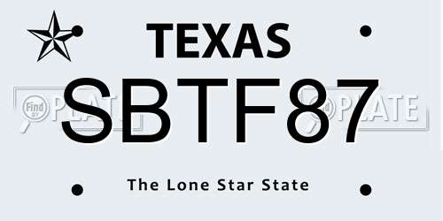 SBTF87 Texas License Plate