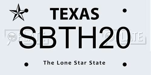 SBTH20 Texas License Plate