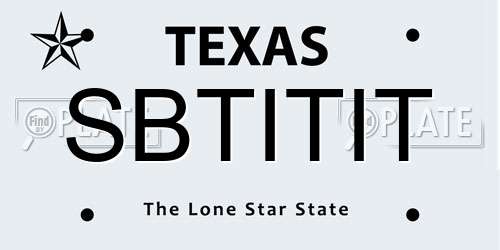 SBTITIT Texas License Plate