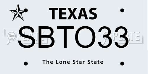 SBTO33 Texas License Plate