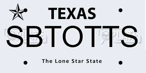 SBTOTTS Texas License Plate