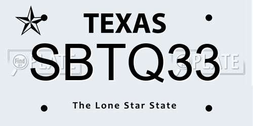 SBTQ33 Texas License Plate