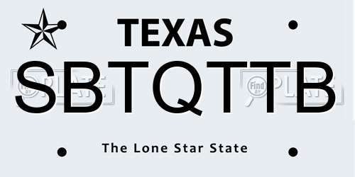 SBTQTTB Texas License Plate